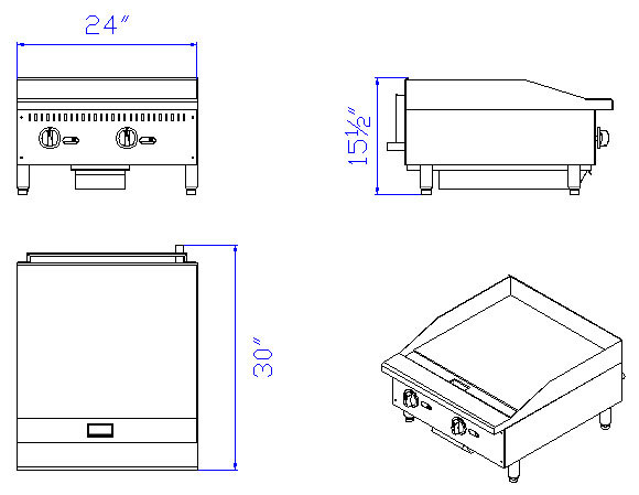 2 BURNER GAS GRIDDLE-THERMOSTAT CONTROL design