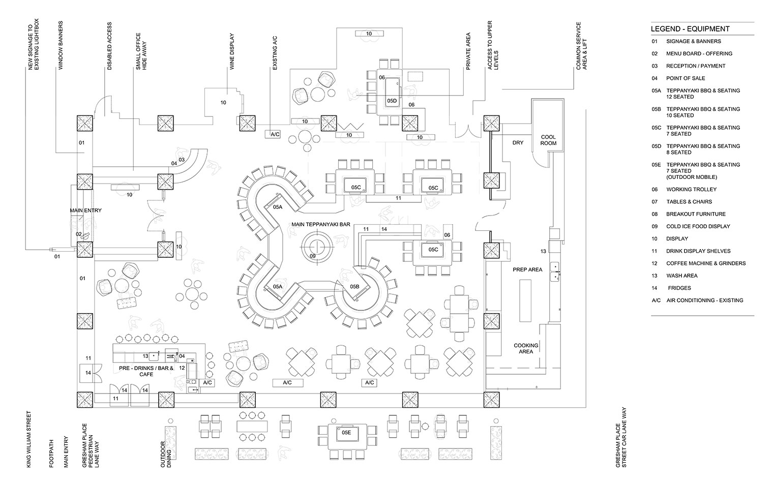 Australian Teppanyaki restaurant floor plan