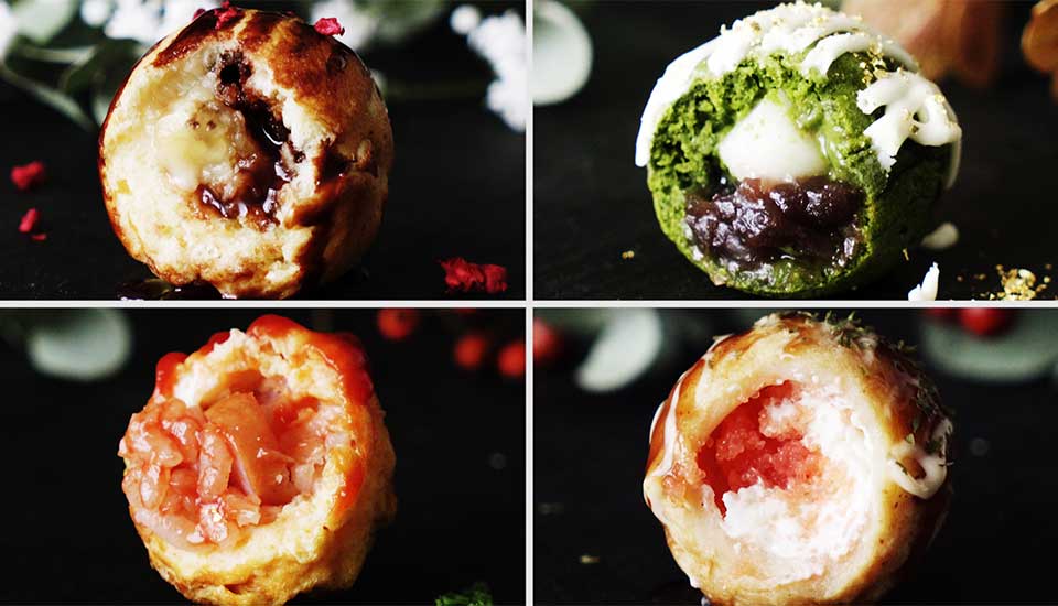 Takoyaki Recipe - Mentaiko Takoyaki | Mini Omurice | Chocolate Banana Castella| Matcha Adzuki Cake Takoyaki Recipe - Mentaiko Takoyaki | Mini Omurice | Chocolate Banana Castella| Matcha Adzuki Cake